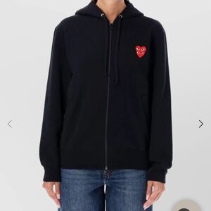 Comme Des Garçons PLAY CDG  Full Zip Double Heart Logo Sweatshirt Hoodie Size M